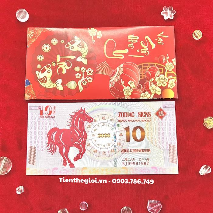 Tiền Lì Xì 10 Dola Macao Hình Con Ngựa 2026